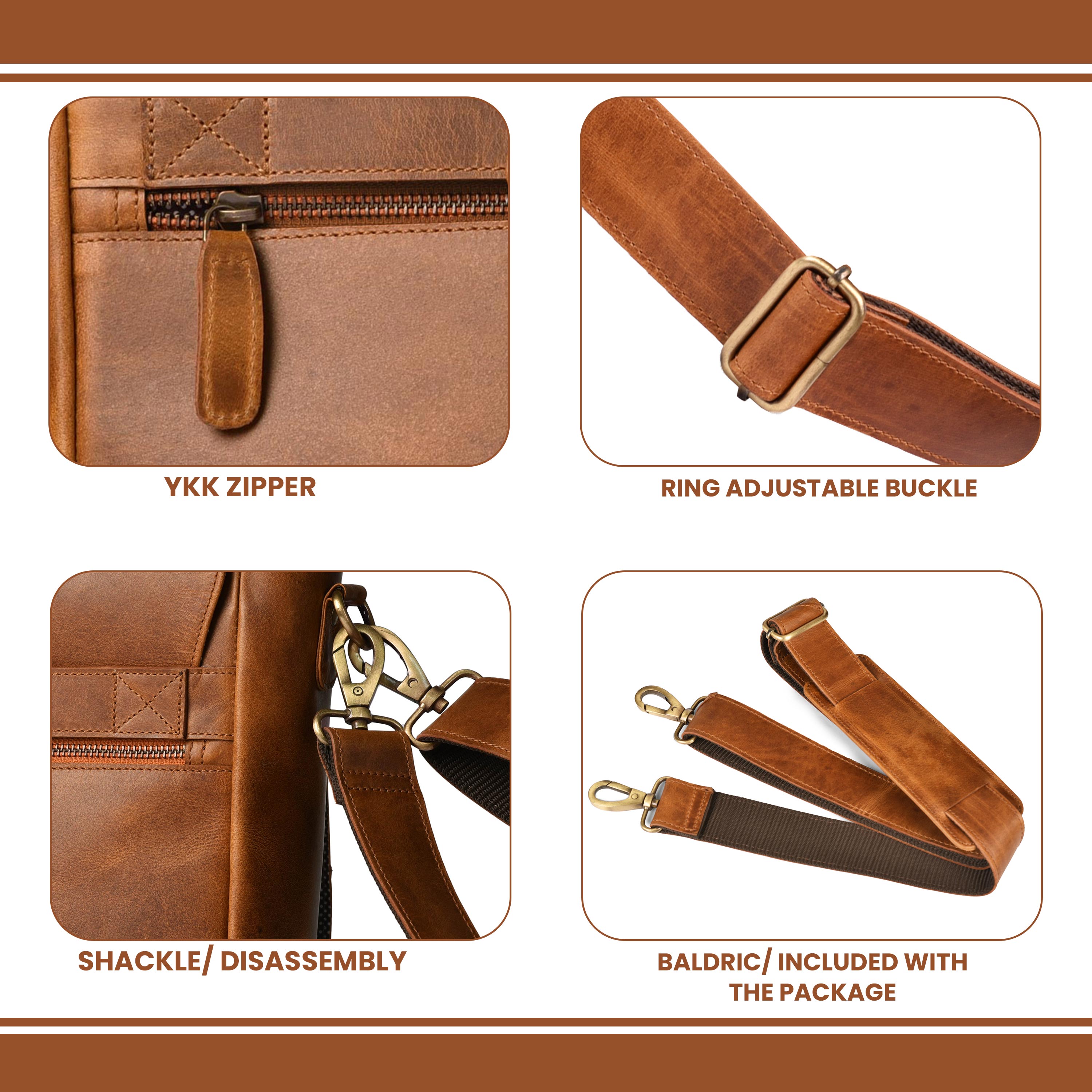 Handmade Vintage Leather Messenger Bag - Tan