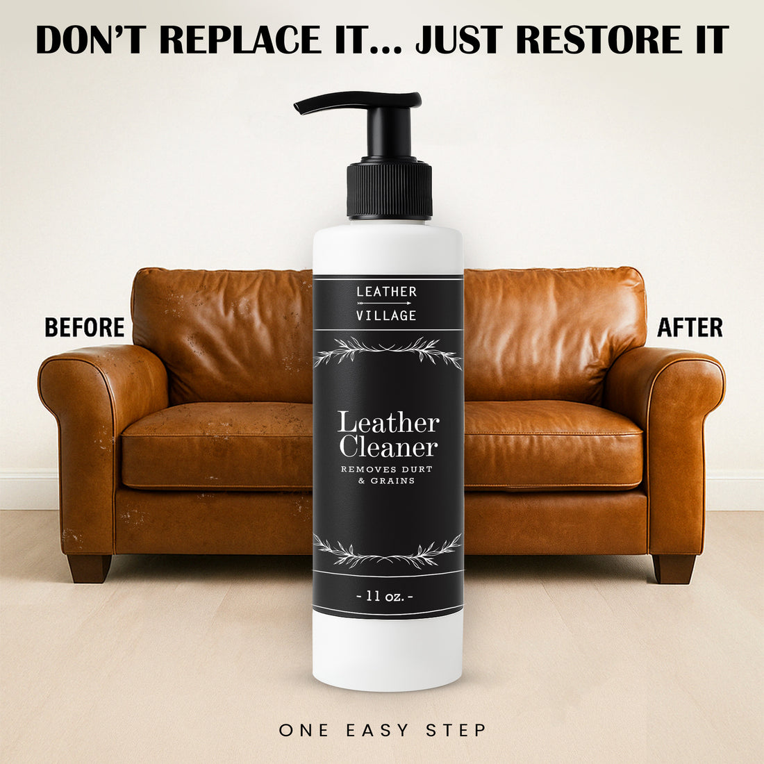 Leather Cleaner and Conditioner 11 oz – Stain Remover for Car Interiors, Leather Furniture, Couch, Chair, Jackets, Shoes, Purse, Bag with a Non-Toxic, Restoring Formula