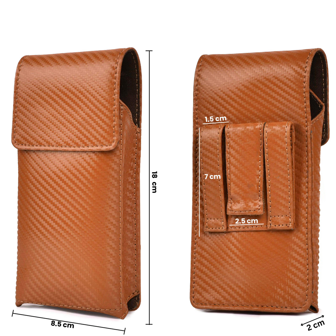 LEATHER VILLAGE Carbon Fiber Genuine Leather Phone Holster with Belt Clip - Available in Black, Brown, Tan