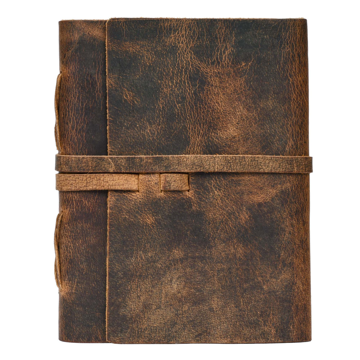 Leather Journal Writing Notebook - Lined Paper 300 Kraft Pages, Rustic Brown - Handmade Genuine Leather Bound Daily Notepad for Men &amp; Women</p>