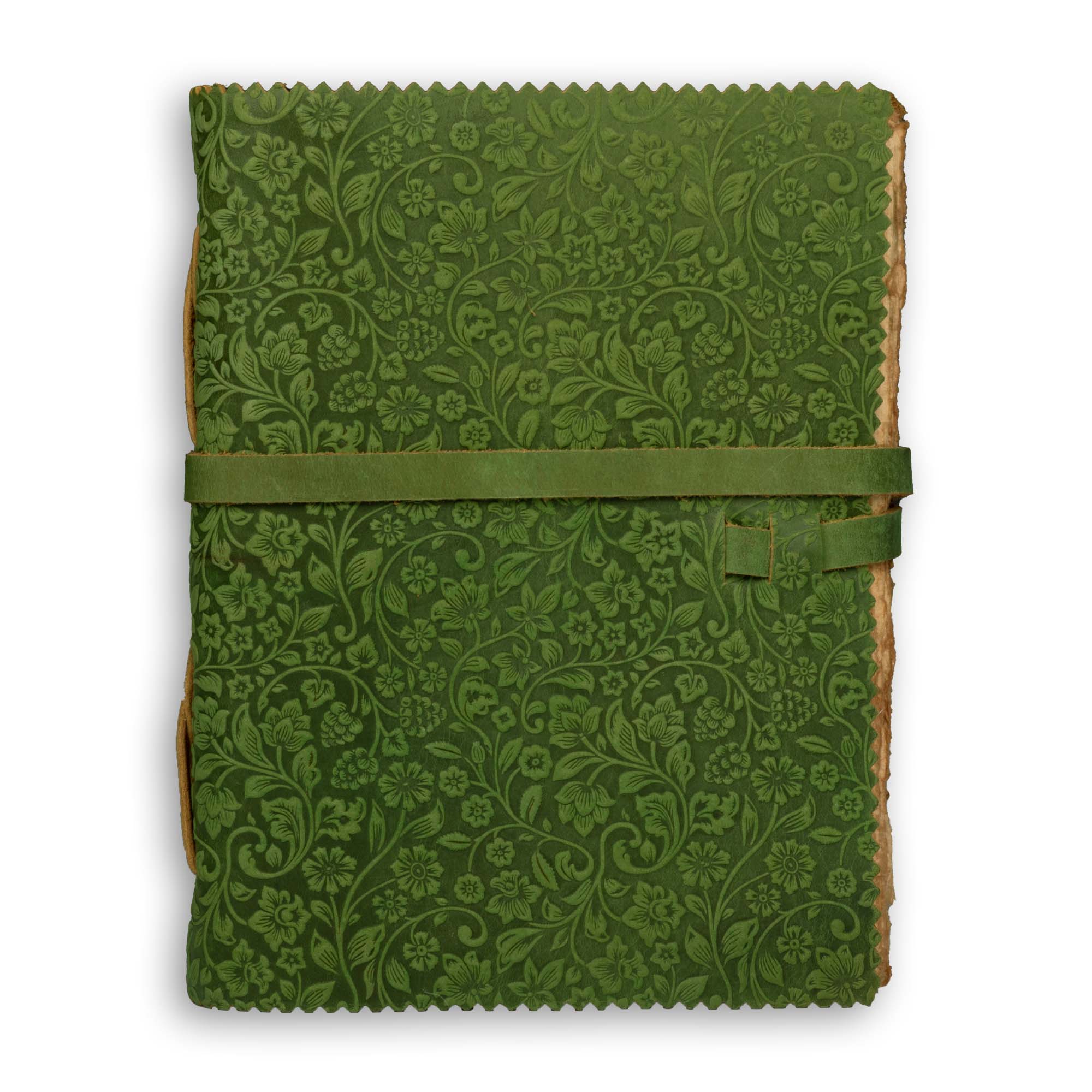 Floral Embossed Leather Journal- Green