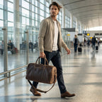 Leather Travel Duffel Bag - Mud