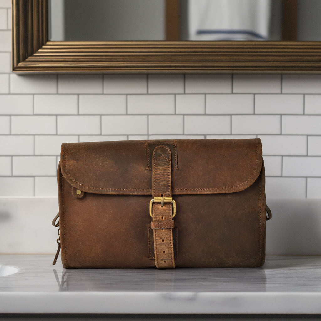 Hanging Toiletry Bag for Travel - Brown