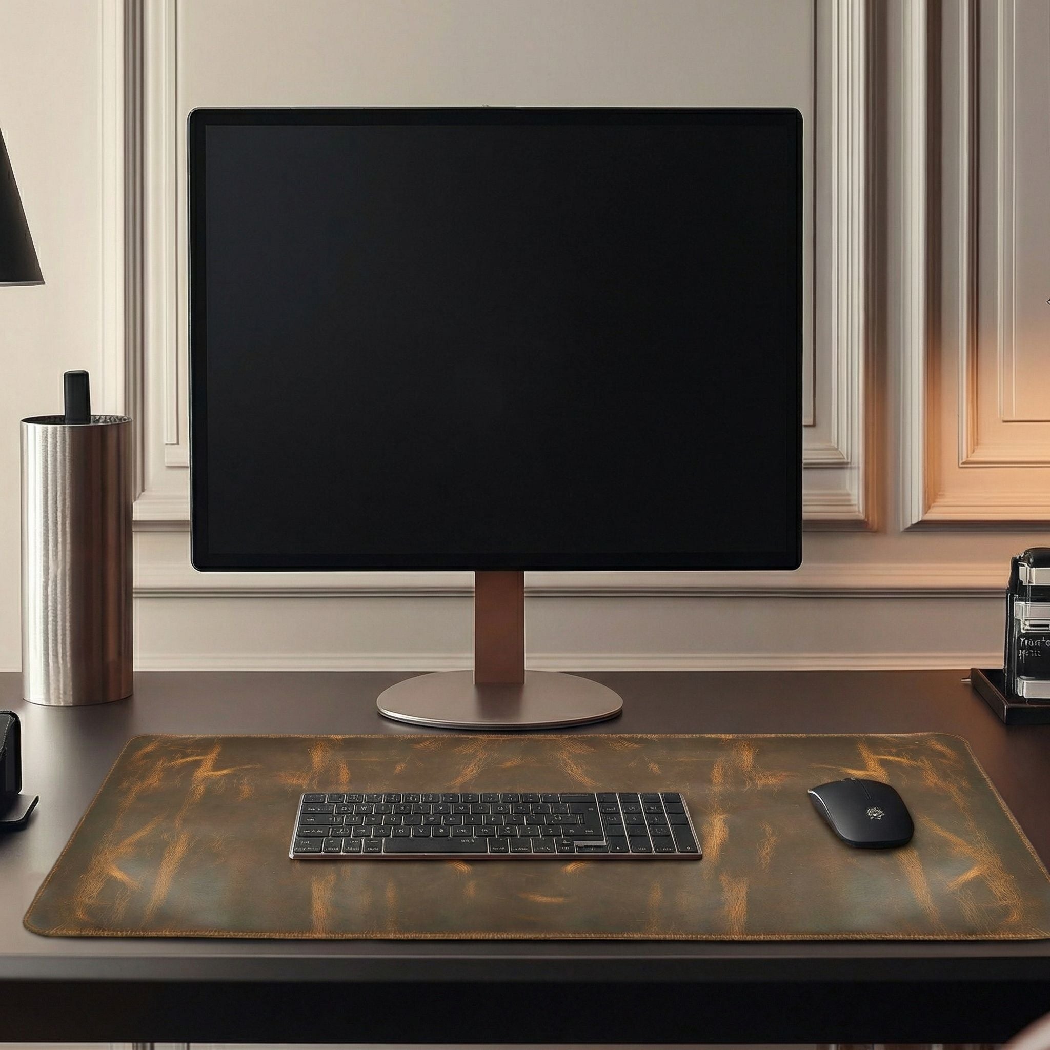 Real Leather Desk Mat for Desktop & Laptop - Brown Leather Village