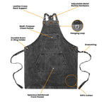 Leather Village denim apron with utility pockets for chefs artists and craftsmen
