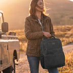 Luxury vintage brown leather luggage bag with adjustable strap