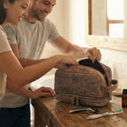 Leather Village Water Resistant Brown Leather Toiletry Bag for Modern Travelers