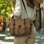 Canvas Messenger Shoulder Bag - Tan