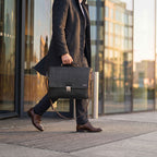 Leather Messenger Bag for Men & Women - Black