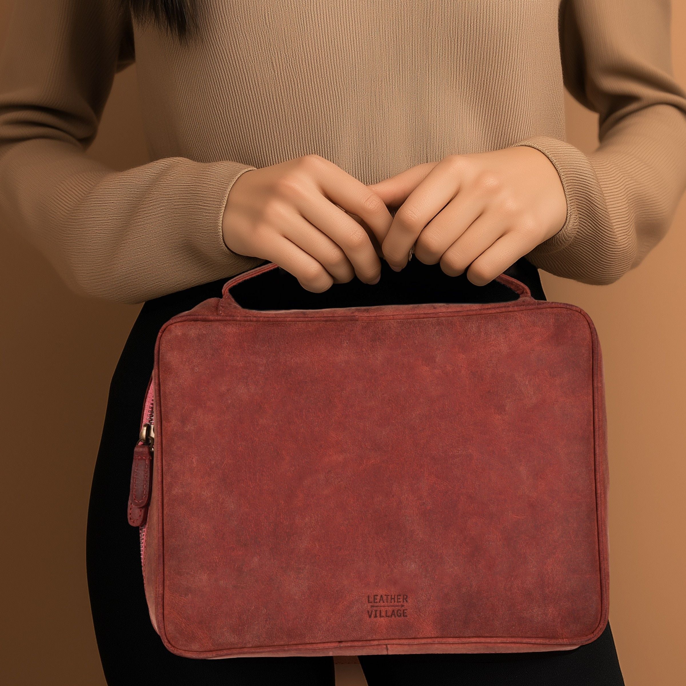 Vintage style red leather Bible cover with durable craftsmanship
