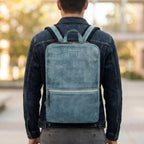 Teal Blue Leather Laptop Backpack for Work & Travel Leather Village