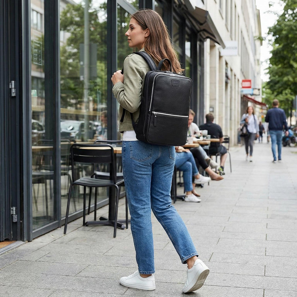 Black Leather Laptop Backpack for Work & Travel Leather Village