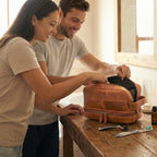 Leather Village leather cosmetic and grooming organizer for daily travel