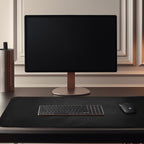 Leather Village tan luxury leather desk pad for desktop setup