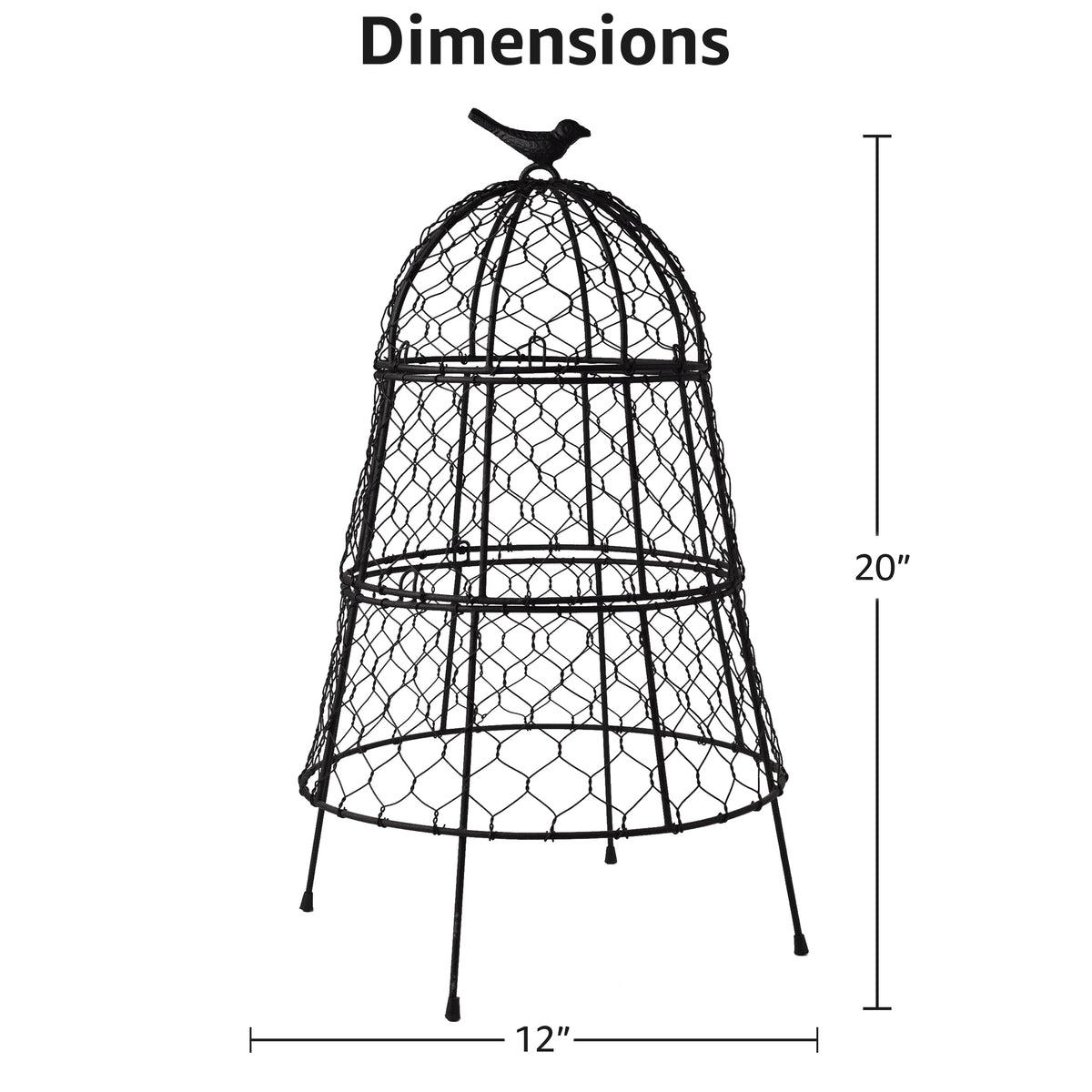 Heavy-Duty Chicken Wire Plant Cloches – Rustproof Garden Protectors and Plant Cages for Vegetables and Flowers – Safeguard Plants from Deer and Critters – 20” x 12”