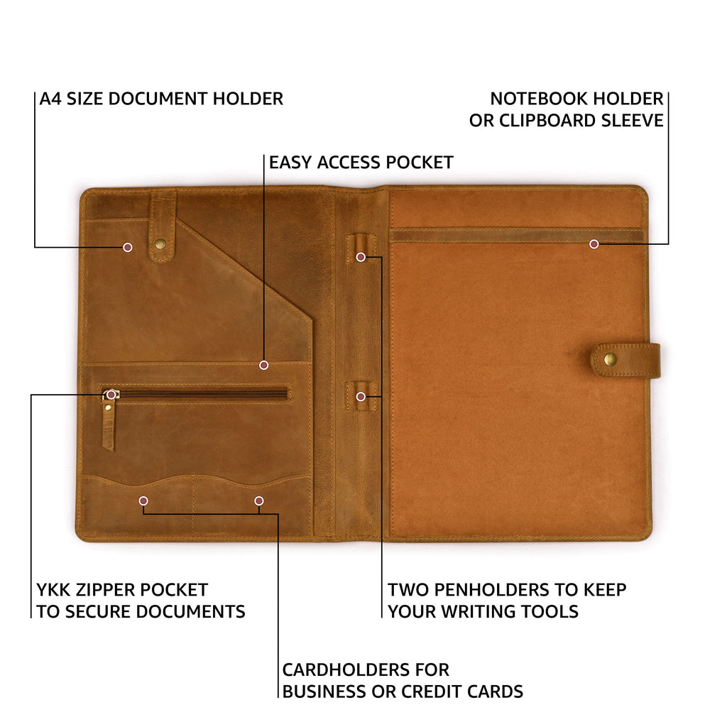 Leather Village carbon fiber leather portfolio folder office