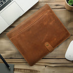 Leather Village carbon black sleek business organizer folder