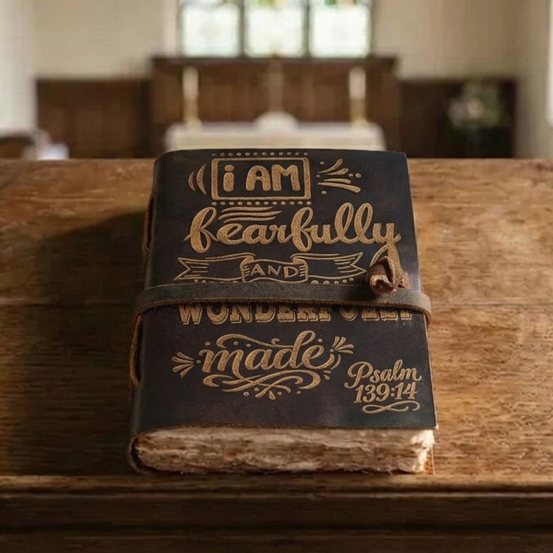 Leather Bound Handmade Christian Bible Journal - Brown