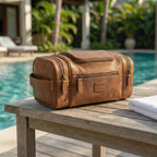 Leather Village Premium Leather Travel Organizer for Grooming Essentials