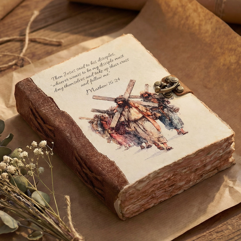 Mathew 16:24 Leather Journal