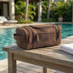 Leather Village Premium Leather Travel Organizer for Grooming Essentials