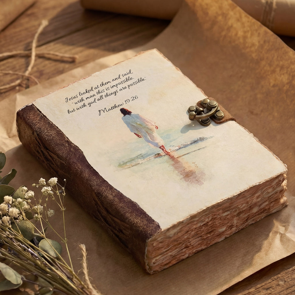Mathew 19:26 Leather Journal