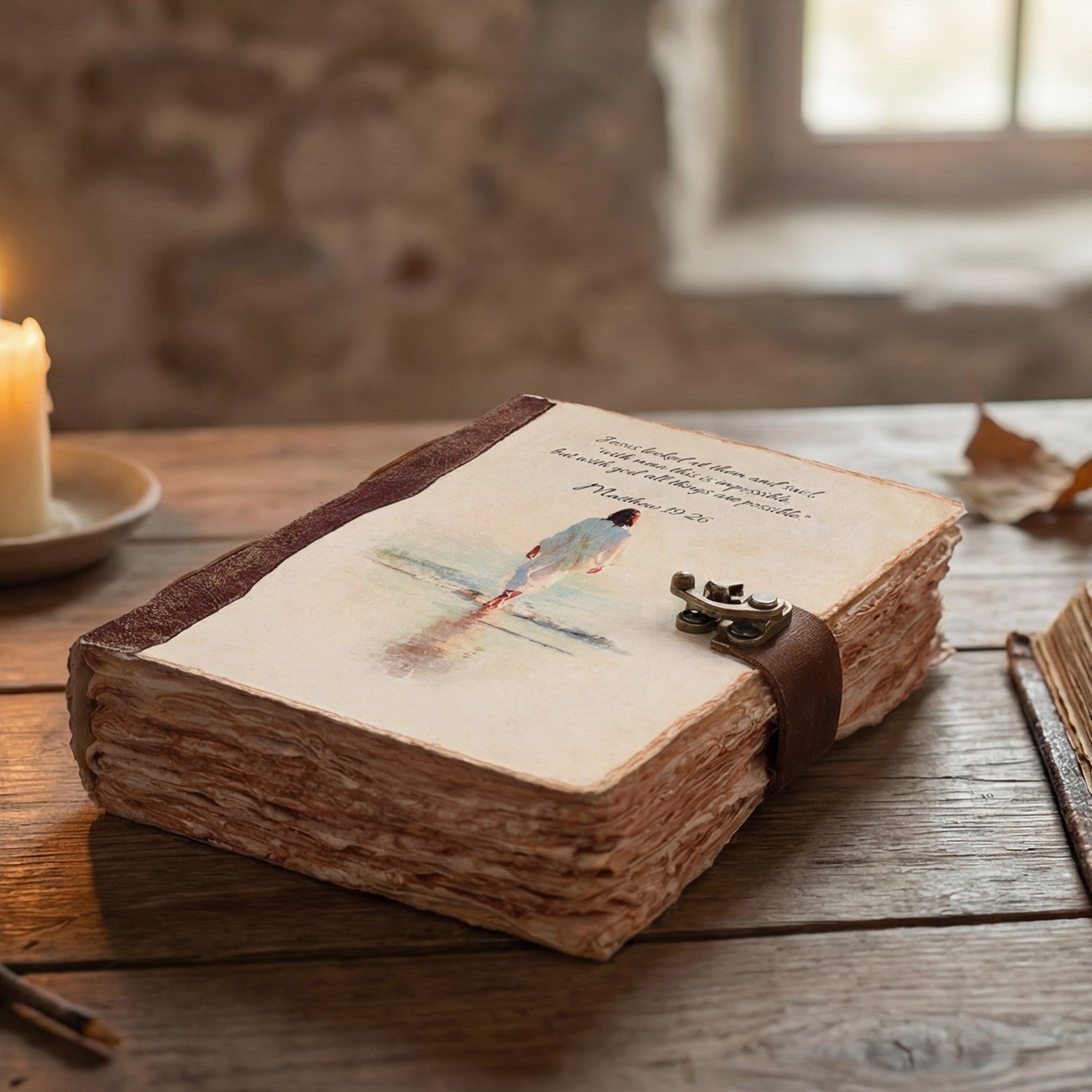 Mathew 19:26 Leather Journal