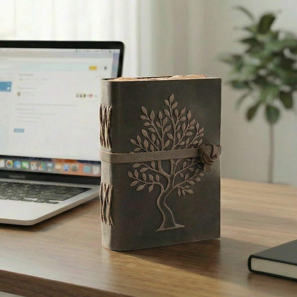 Grey Tree of Life Journal Leather Village