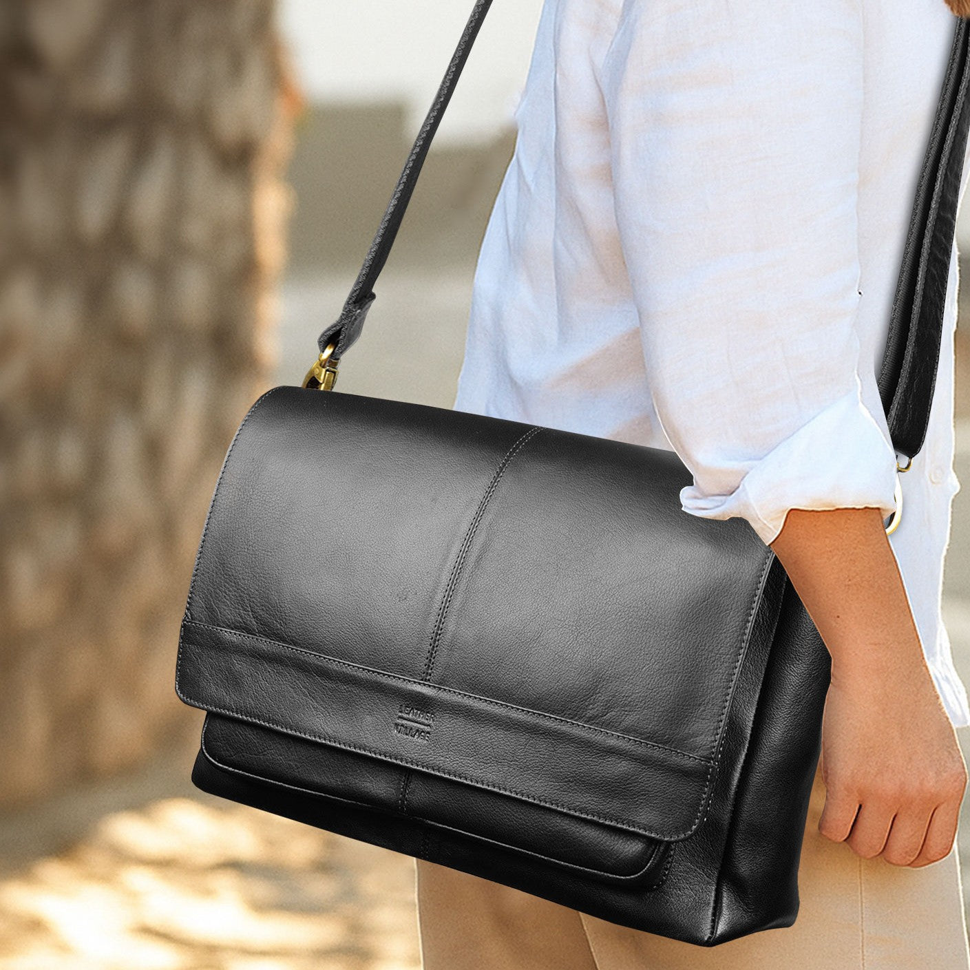 Handmade Vintage Leather Messenger Bag - Black – Leather Village