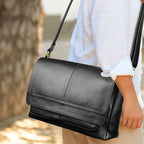 Handmade Vintage Leather Messenger Bag - Black