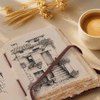 Leather Village floral design leather journal notebook book