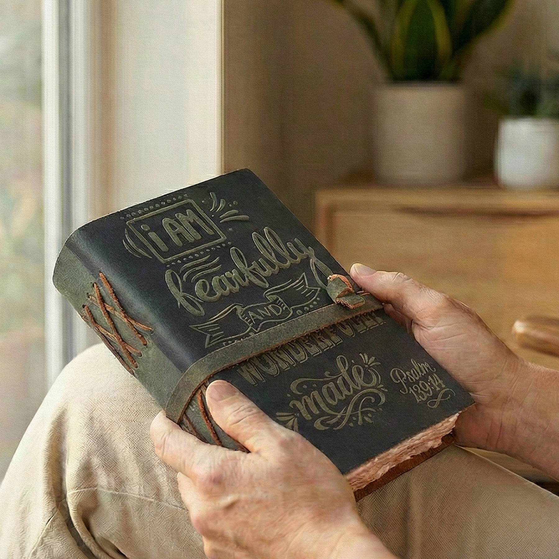 Handmade Leather Bound Bible Journal for Men & Women – Green