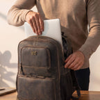 Vintage Leather Laptop Backpack Distressed Brown Travel Bag