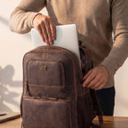 Vintage Leather Laptop Backpack Sandal Travel Bag