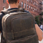Vintage Leather Laptop Backpack Distressed Brown Travel Bag