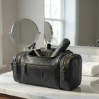 Leather Village Premium Leather Dopp Kit with Hanging Hook Organizer