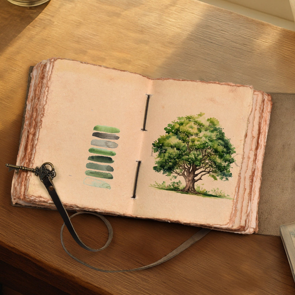 Leather Bound Journal With Antique Key- Black Leather Village