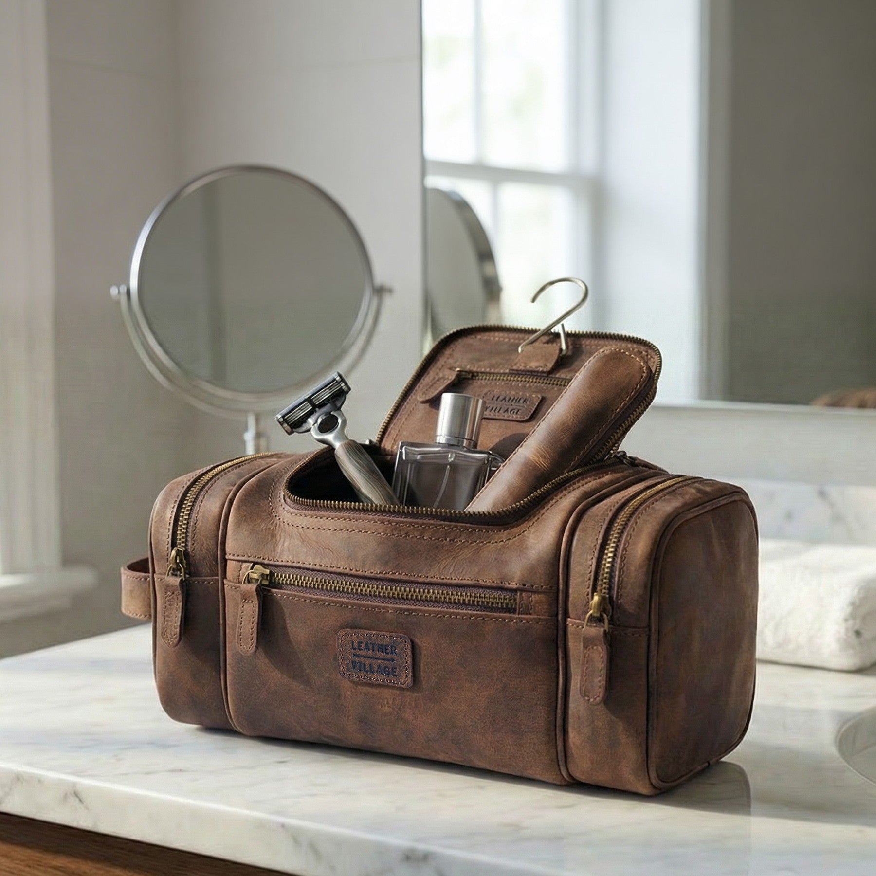 Leather Travel Toiletry Bag