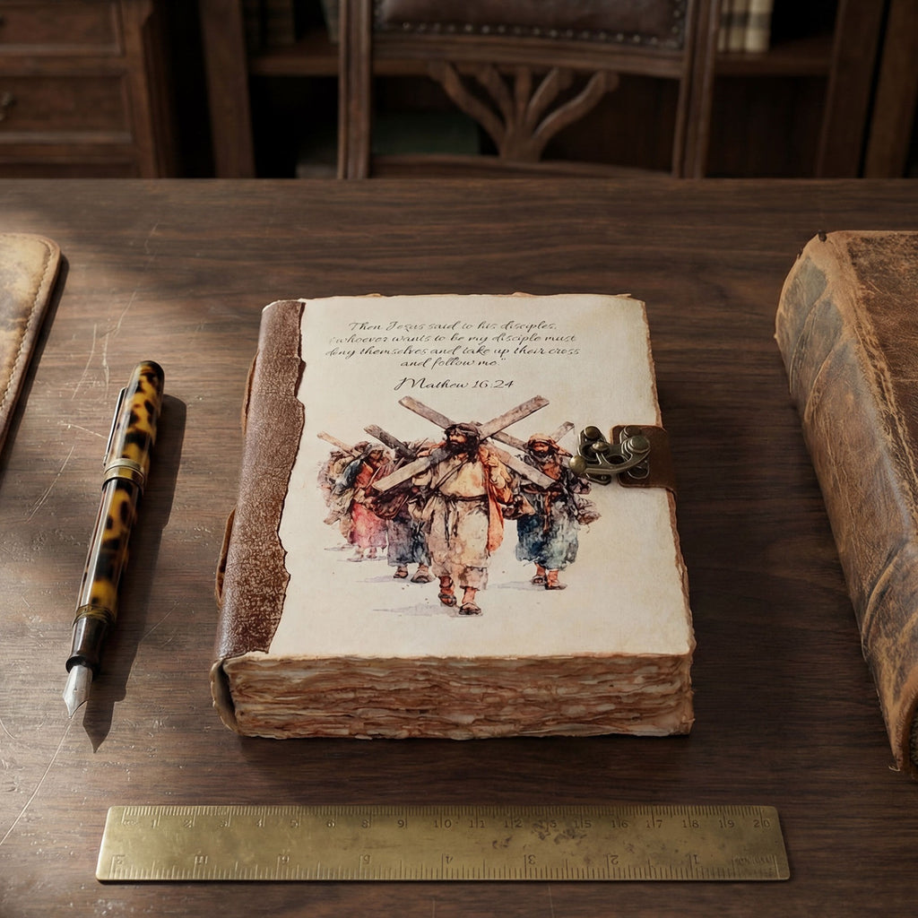 Mathew 16:24 Leather Journal