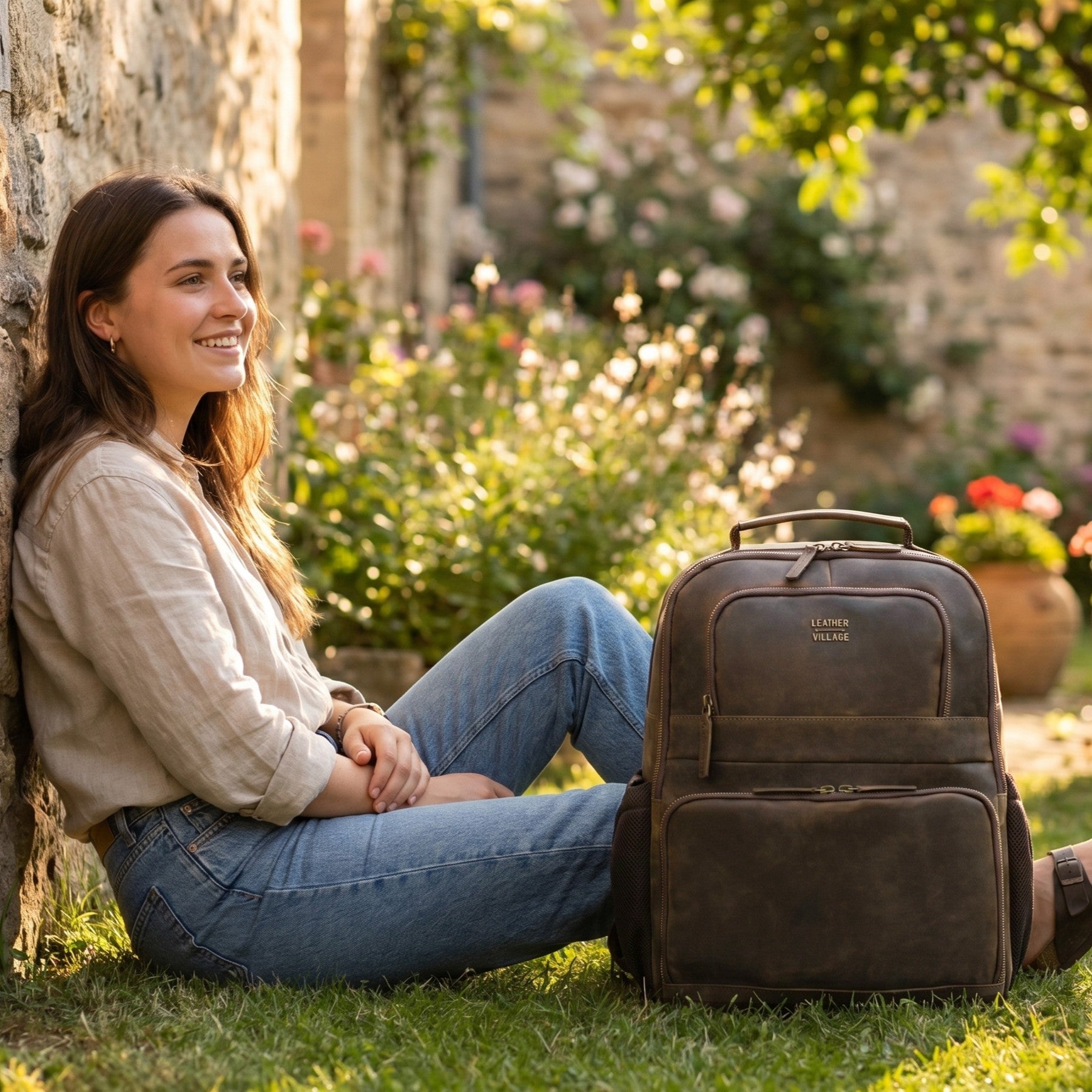 best vintage laptop backpack Mancio with USB Charging Port, Slim Tear Resistant Business Backpack for Travelling, College, Casual Daypacks for Men,Women, Fits up to 15.6Inch Notebook, Green : Electronics this unisex design develops a unique patina over time and comes in Emerald Vintage Leather Laptop Backpack Distressed