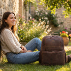 Vintage Leather Laptop Backpack Sandal Travel Bag