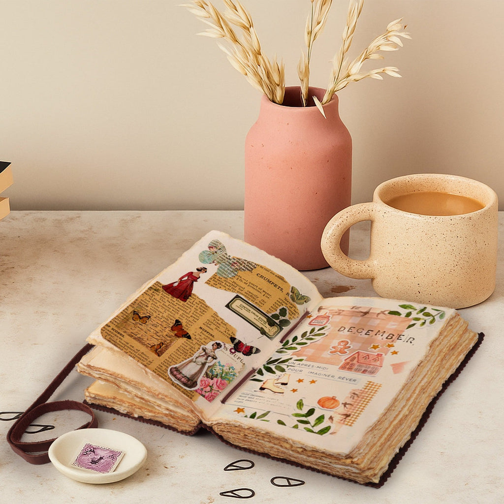 Leather Village floral embossed handcrafted leather diary