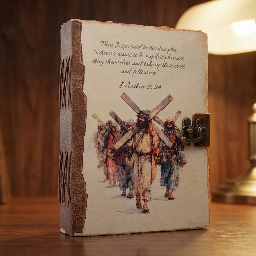 Mathew 16:24 Leather Journal