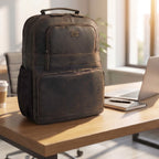 Vintage Leather Laptop Backpack Distressed Brown Travel Bag