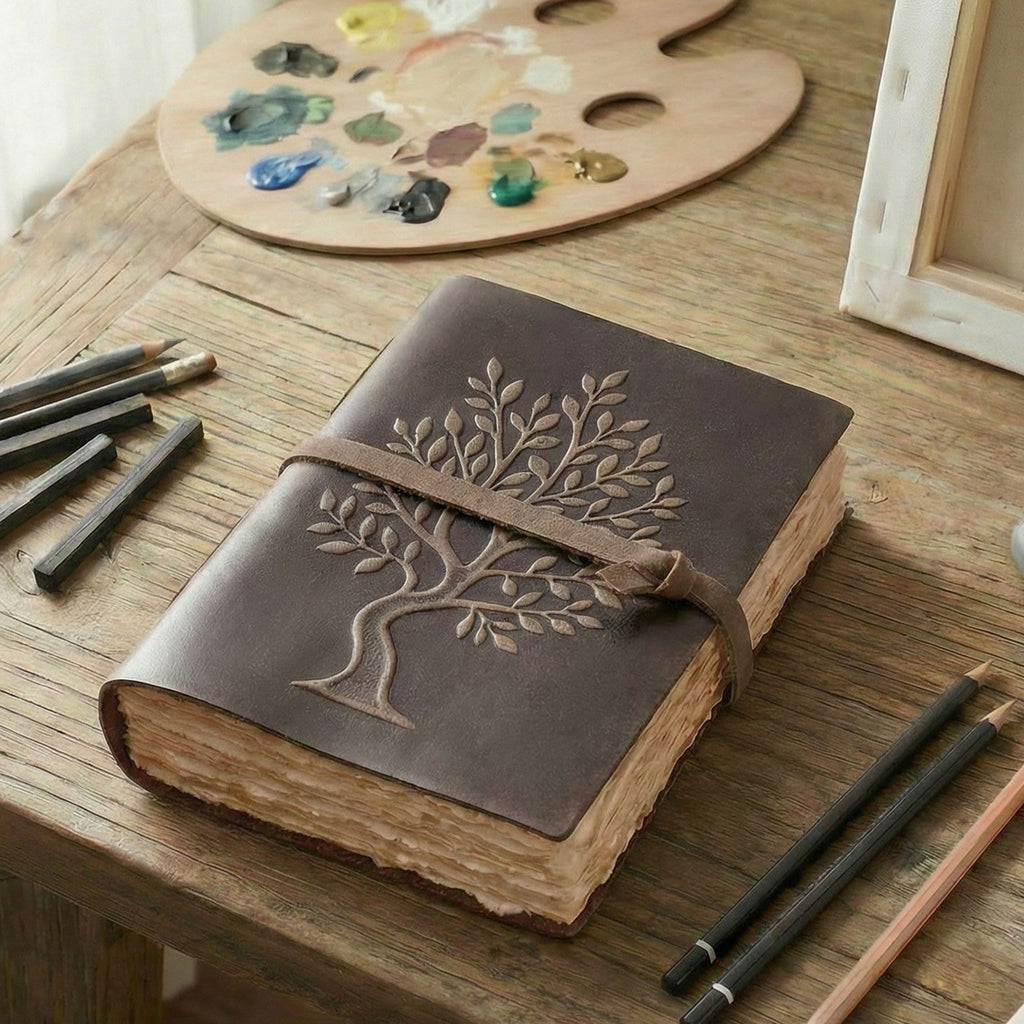 Grey Tree of Life Journal Leather Village