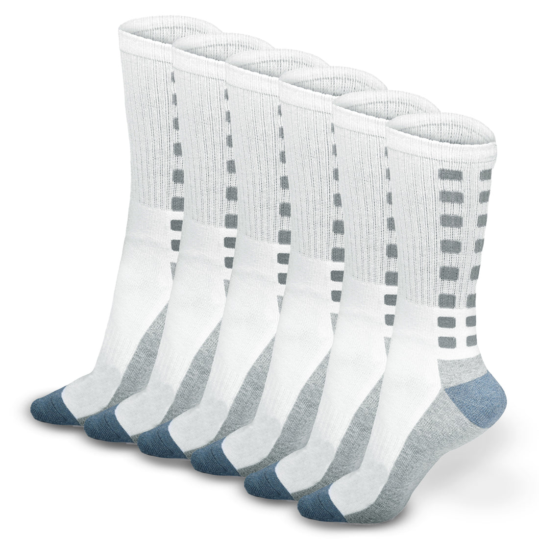 Athletic Socks - Anti-Slip Cushioned Crew, Breathable Comfort Running & Sport Socks for Men & Women, Large Pack of 6