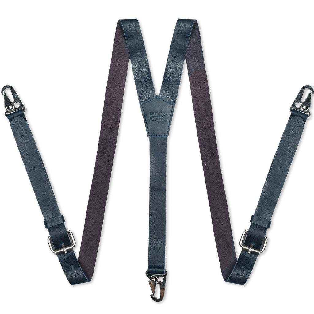 Leather Suspenders for Men & Women Adjustable Y-Back Braces with Snaps Vintage Classic Style for Any Occasion Leather Village