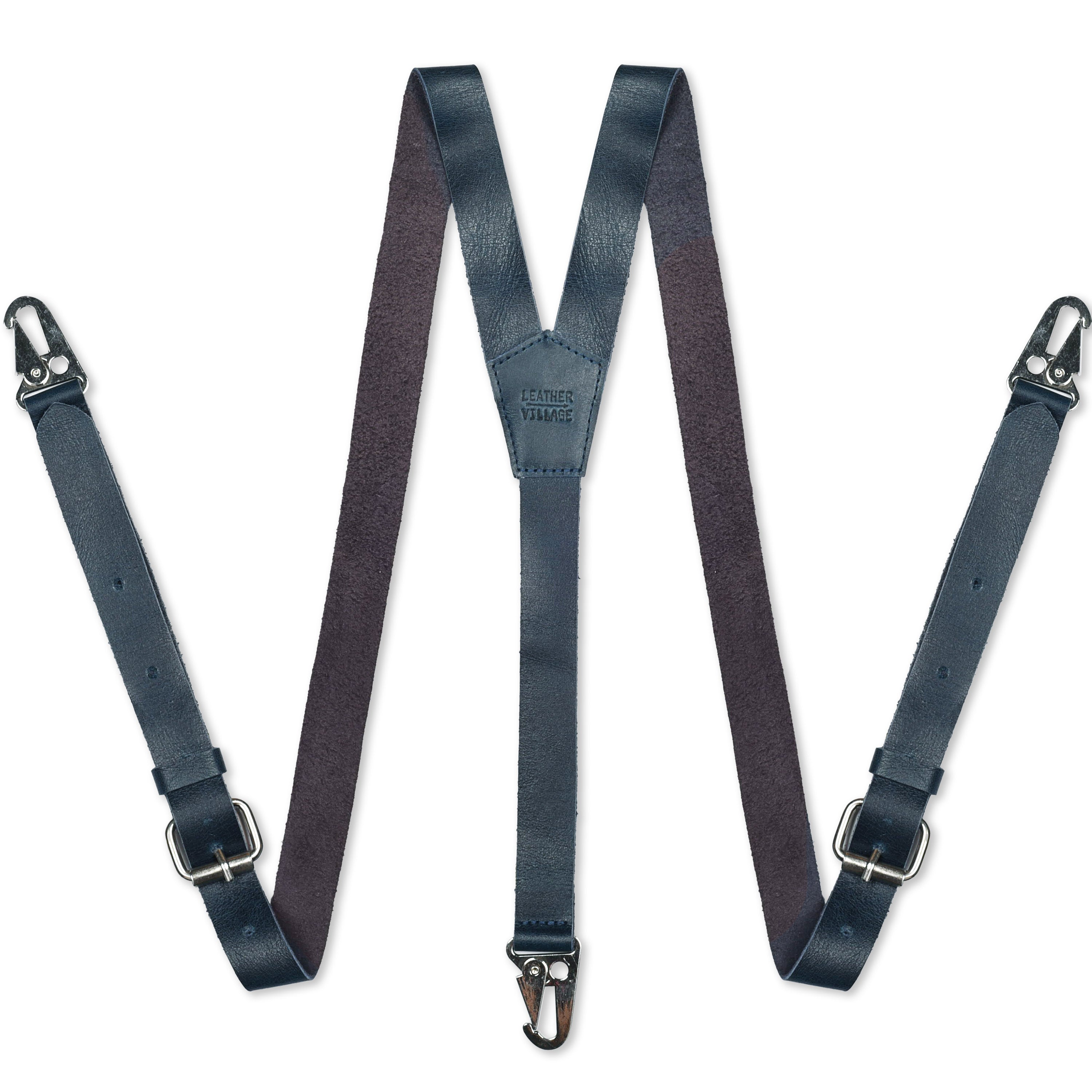 Leather Suspenders for Men & Women Adjustable Y-Back Braces with Snaps Vintage Classic Style for Any Occasion Leather Village