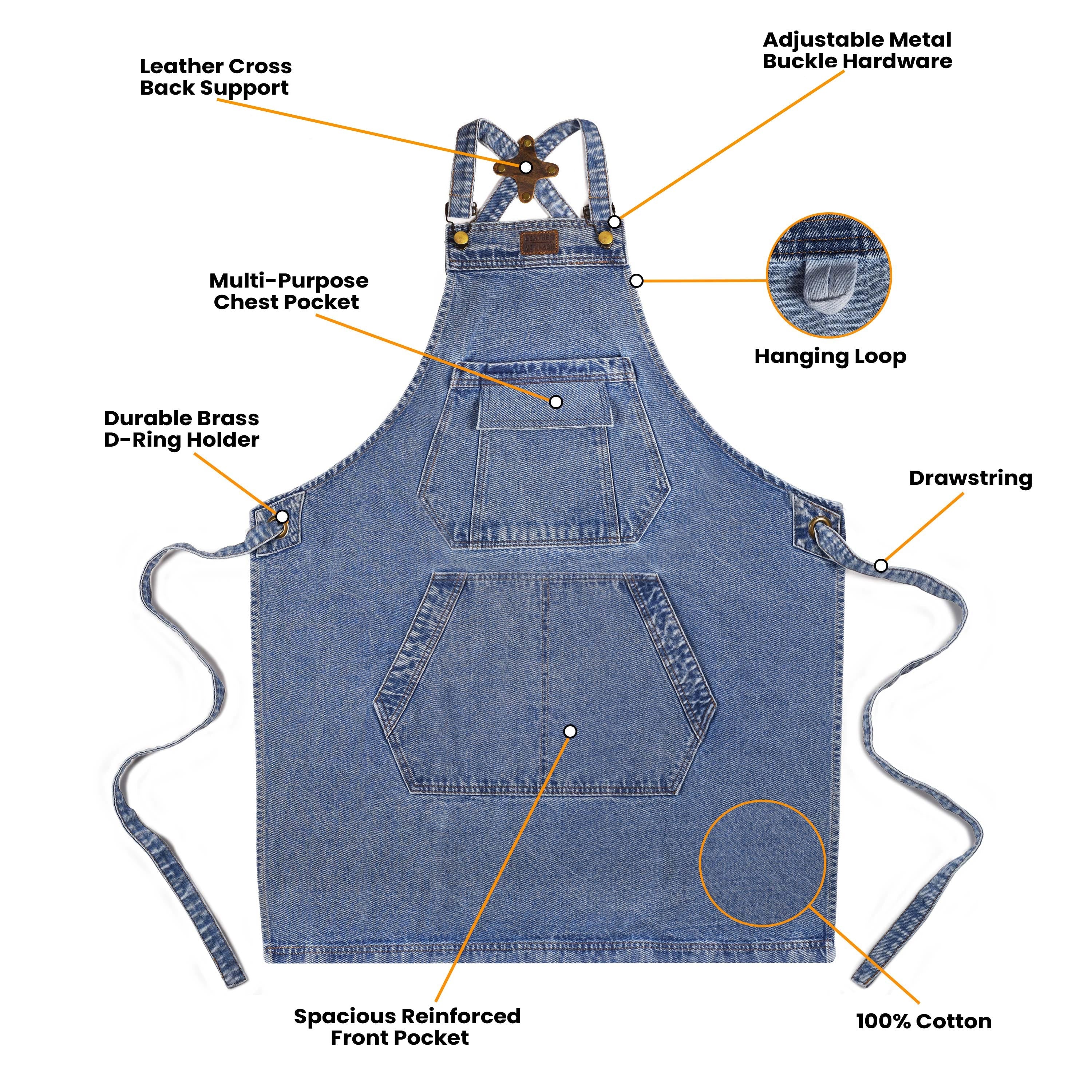 Denim Apron for Men & Women – LIGHTBLUE (M-XXL) – Leather Village
