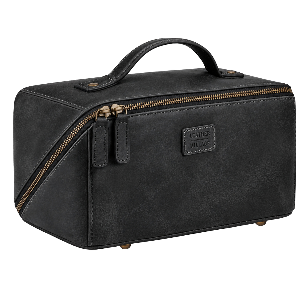 Leather Travel Cosmetic Bag for Women
